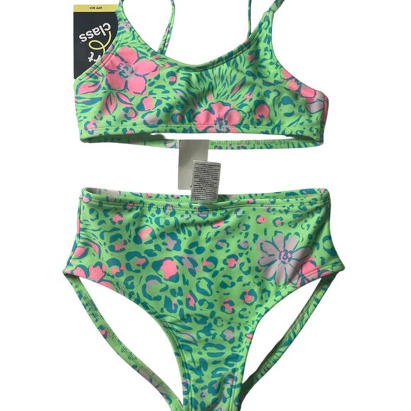 Art class for Girls Floral Green Bikini Set M (8) - Swimwear with tropical print - Picture 1 of 6
